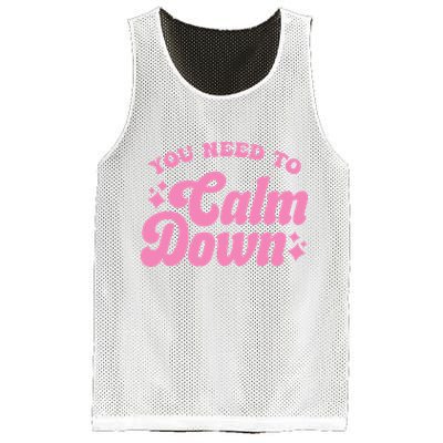 You Need To Calm Down Groovy Retro Cute Funny Mesh Reversible Basketball Jersey Tank