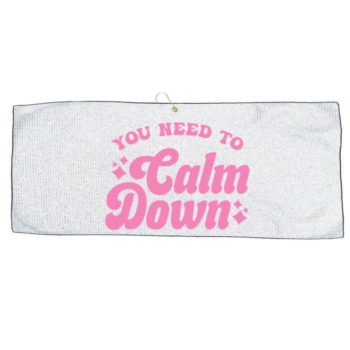 You Need To Calm Down Groovy Retro Cute Funny Large Microfiber Waffle Golf Towel