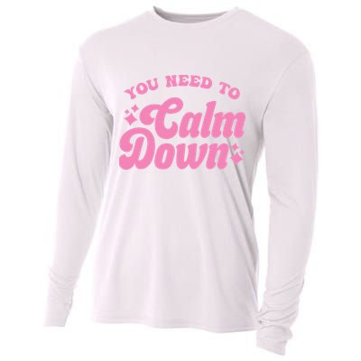 You Need To Calm Down Groovy Retro Cute Funny Cooling Performance Long Sleeve Crew