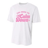 You Need To Calm Down Groovy Retro Cute Funny Youth Performance Sprint T-Shirt
