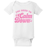 You Need To Calm Down Groovy Retro Cute Funny Baby Bodysuit