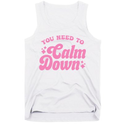 You Need To Calm Down Groovy Retro Cute Funny Tank Top