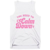 You Need To Calm Down Groovy Retro Cute Funny Tank Top