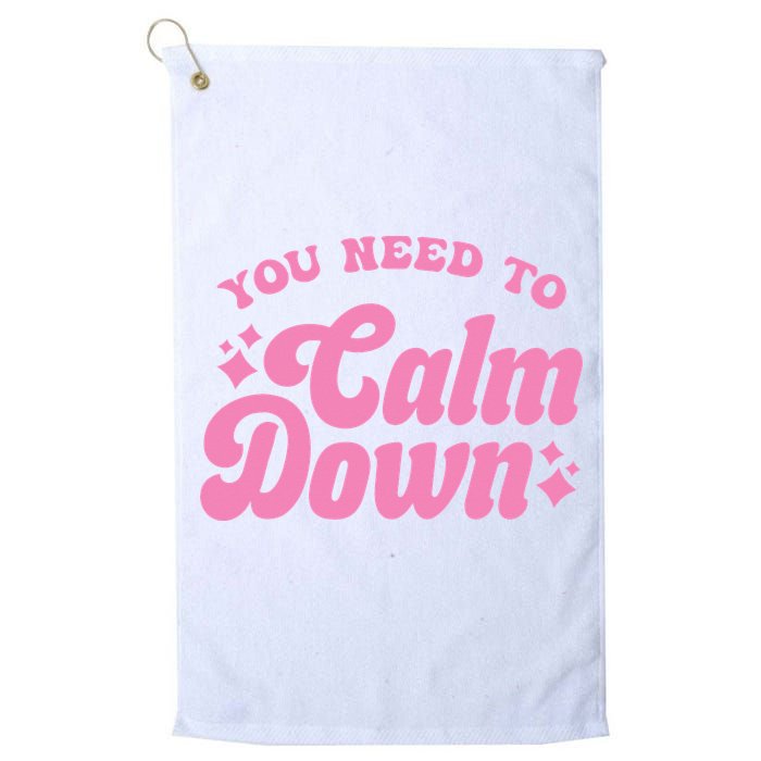 You Need To Calm Down Groovy Retro Cute Funny Golf Towel