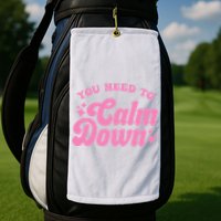 You Need To Calm Down Groovy Retro Cute Funny Golf Towel