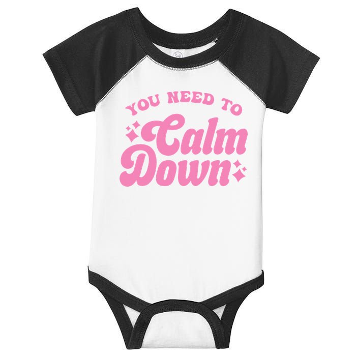 You Need To Calm Down Groovy Retro Cute Funny Infant Baby Jersey Bodysuit