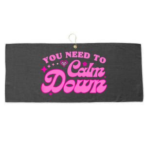 You Need To Calm Down Groovy Retro Cute Funny Large Microfiber Waffle Golf Towel