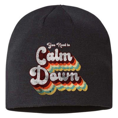 You Need To Calm Down Classic Retro Vintage Pride 80’s Gift Sustainable Beanie