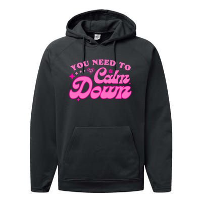 You Need To Calm Down Groovy Retro Cute Funny Performance Fleece Hoodie