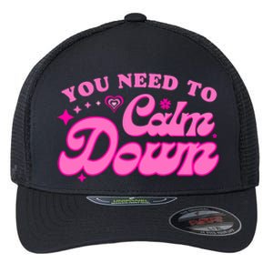 You Need To Calm Down Groovy Retro Cute Funny Flexfit Unipanel Trucker Cap