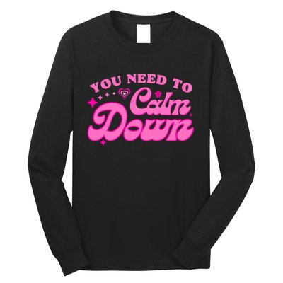 You Need To Calm Down Groovy Retro Cute Funny Long Sleeve Shirt