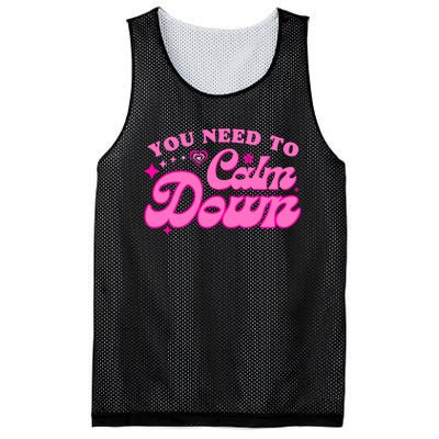 You Need To Calm Down Groovy Retro Cute Funny Mesh Reversible Basketball Jersey Tank