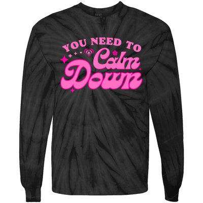 You Need To Calm Down Groovy Retro Cute Funny Tie-Dye Long Sleeve Shirt