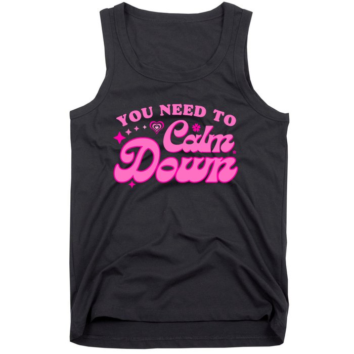 You Need To Calm Down Groovy Retro Cute Funny Tank Top