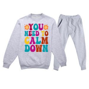 You Need To Clam Down Retro Colorful Premium Crewneck Sweatsuit Set