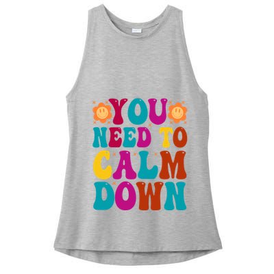 You Need To Clam Down Retro Colorful Ladies PosiCharge Tri-Blend Wicking Tank