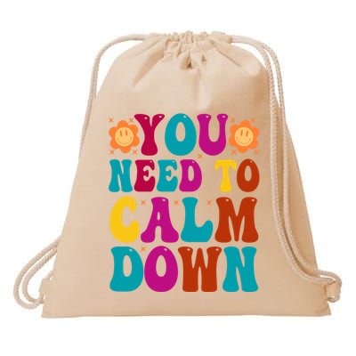 You Need To Clam Down Retro Colorful Drawstring Bag