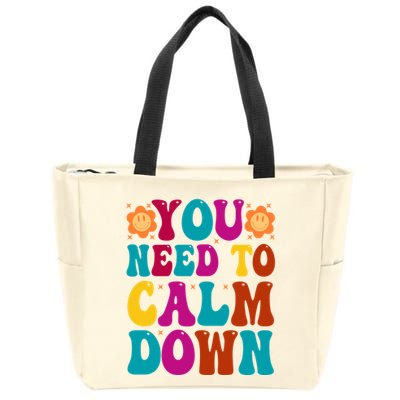 You Need To Clam Down Retro Colorful Zip Tote Bag