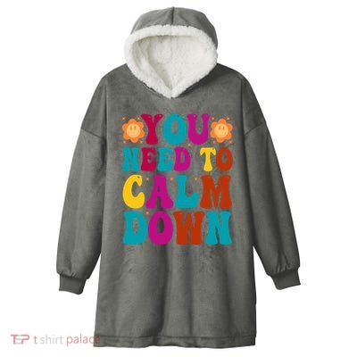 You Need To Clam Down Retro Colorful Hooded Wearable Blanket