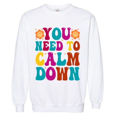 You Need To Clam Down Retro Colorful Garment-Dyed Sweatshirt