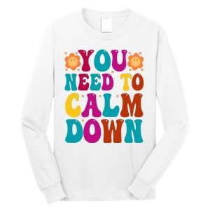 You Need To Clam Down Retro Colorful Long Sleeve Shirt