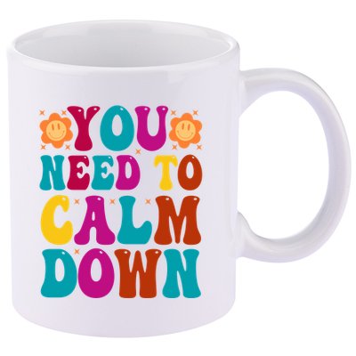 You Need To Clam Down Retro Colorful 11oz C Handle Ceramic Mug