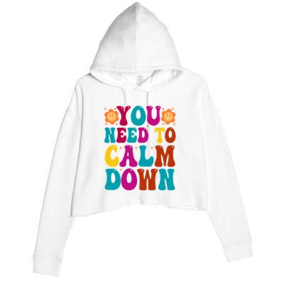 You Need To Clam Down Retro Colorful Crop Fleece Hoodie