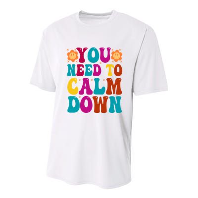 You Need To Clam Down Retro Colorful Youth Performance Sprint T-Shirt