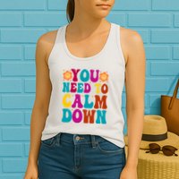 You Need To Clam Down Retro Colorful Womens Tank Top