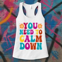 You Need To Clam Down Retro Colorful Womens Tank Top
