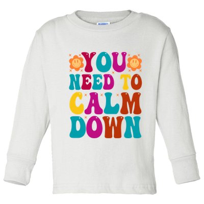 You Need To Clam Down Retro Colorful Toddler Long Sleeve Shirt