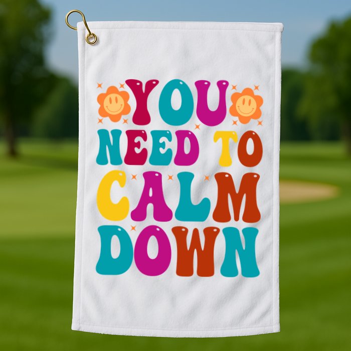 You Need To Clam Down Retro Colorful Golf Towel
