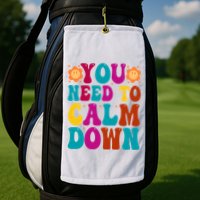 You Need To Clam Down Retro Colorful Golf Towel