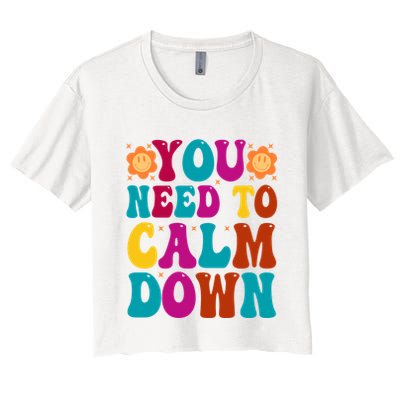 You Need To Clam Down Retro Colorful Crop Top