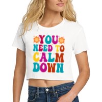 You Need To Clam Down Retro Colorful Crop Top