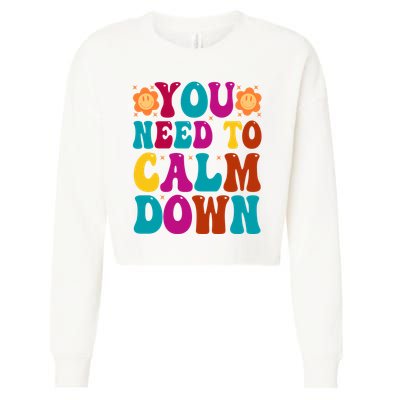 You Need To Clam Down Retro Colorful Cropped Pullover Crew