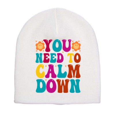 You Need To Clam Down Retro Colorful Short Acrylic Beanie