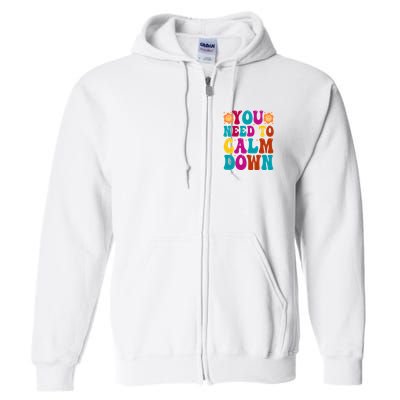 You Need To Clam Down Retro Colorful Full Zip Hoodie