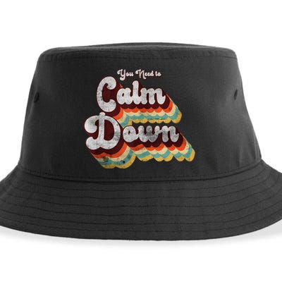 You Need To Calm Down Classic Retro Vintage Pride 80’s Gift Sustainable Bucket Hat