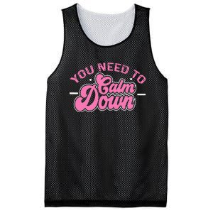 You Need To Calm Down Groovy Retro Cute Funny Calm Mesh Reversible Basketball Jersey Tank