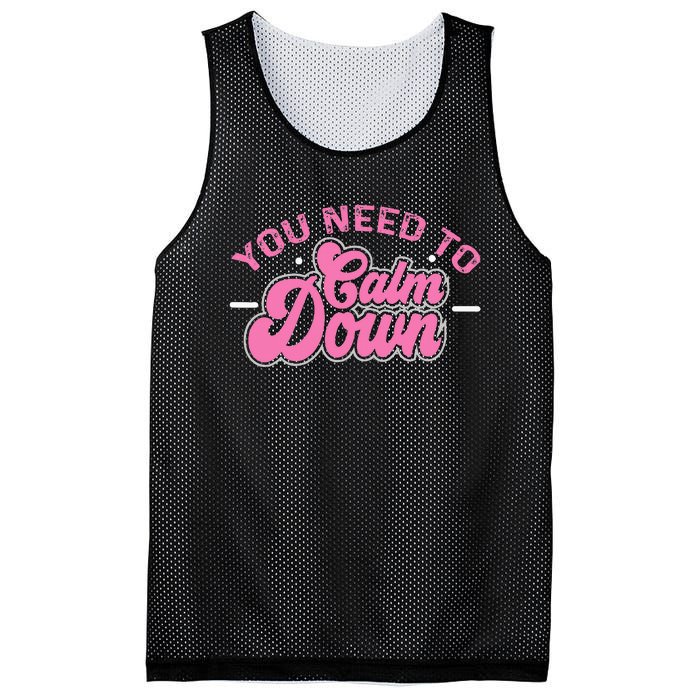 You Need To Calm Down Groovy Retro Cute Funny Calm Mesh Reversible Basketball Jersey Tank