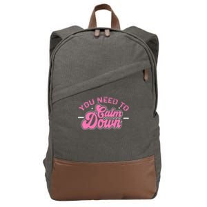 You Need To Calm Down Groovy Retro Cute Funny Calm Cotton Canvas Backpack