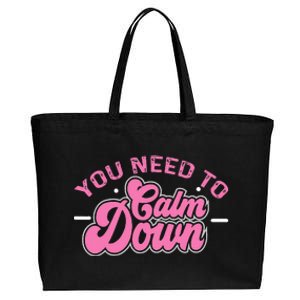 You Need To Calm Down Groovy Retro Cute Funny Calm Cotton Canvas Jumbo Tote