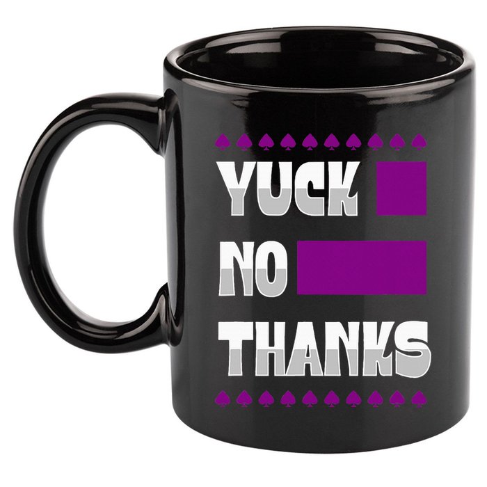 Yuck No Thanks Ace Symbol Funny Asexual Pride 11oz C Handle Ceramic Mug