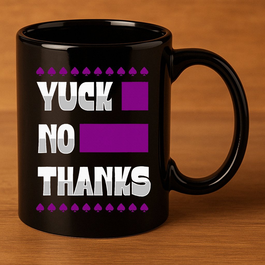 Yuck No Thanks Ace Symbol Funny Asexual Pride 11oz C Handle Ceramic Mug