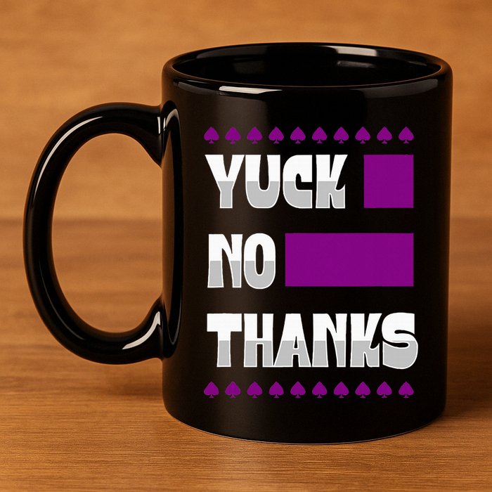 Yuck No Thanks Ace Symbol Funny Asexual Pride 11oz C Handle Ceramic Mug