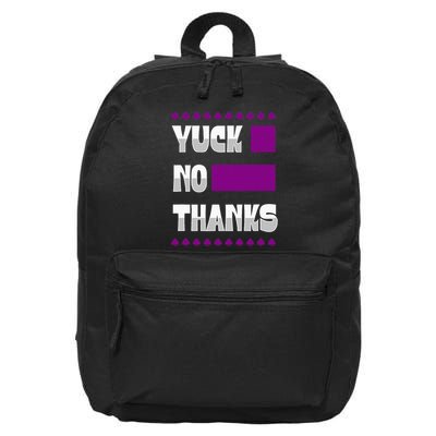 Yuck No Thanks Ace Symbol Funny Asexual Pride 16 in Basic Backpack