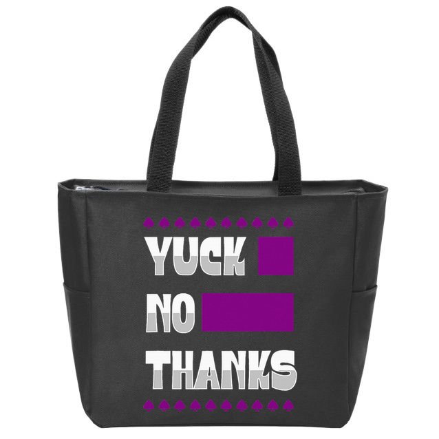 Yuck No Thanks Ace Symbol Funny Asexual Pride Zip Tote Bag