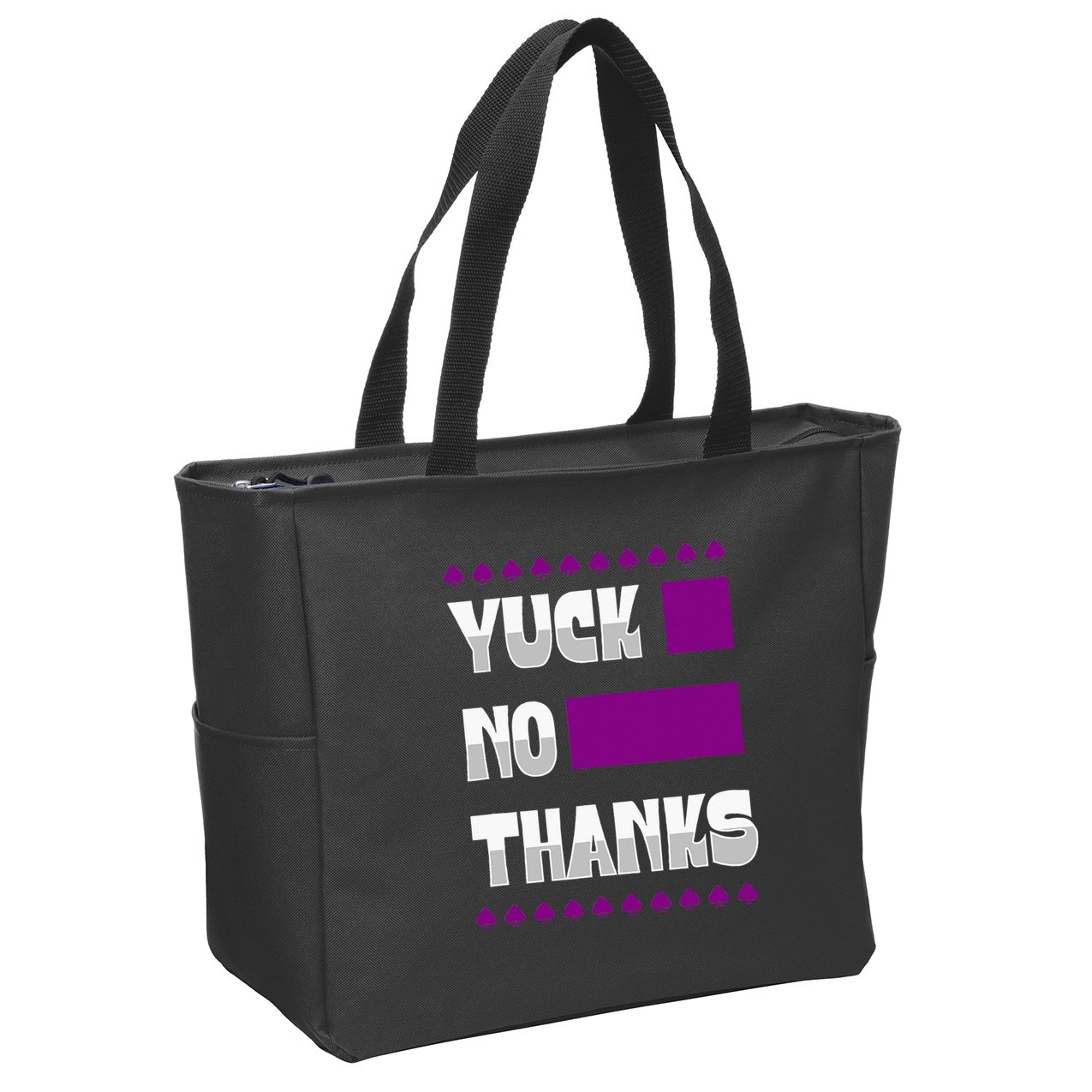 Yuck No Thanks Ace Symbol Funny Asexual Pride Zip Tote Bag