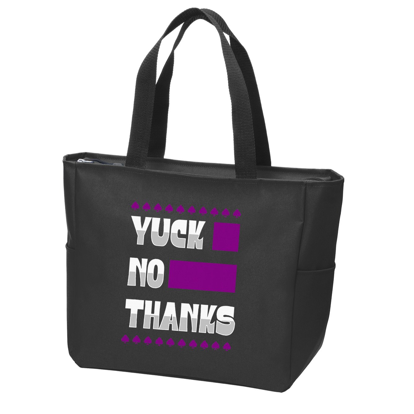 Yuck No Thanks Ace Symbol Funny Asexual Pride Zip Tote Bag